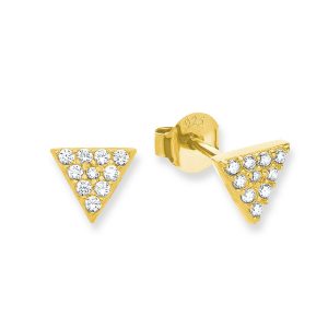 s.Oliver Damen-Ohrstecker Dreiecke Geometrie 925 Sterling Silber gelbvergoldet Zirkonia weiß