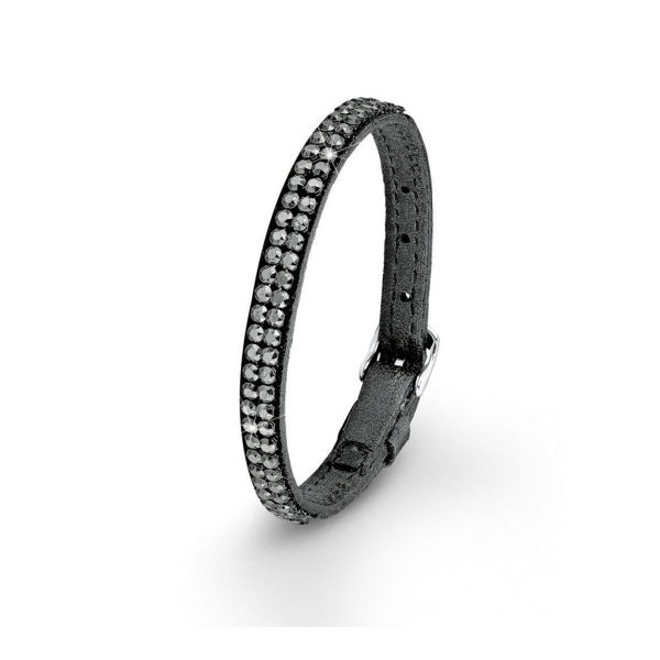 s.Oliver Damen Lederarmband besetzt mit Swarovski Kristallen