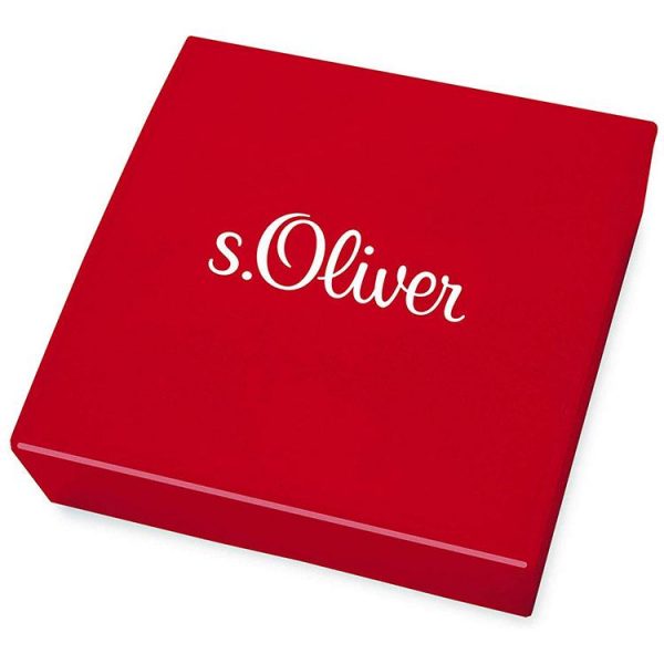 s.Oliver Damen Kette aus Silber in roségoldener Farbe mit Marmoranhänger