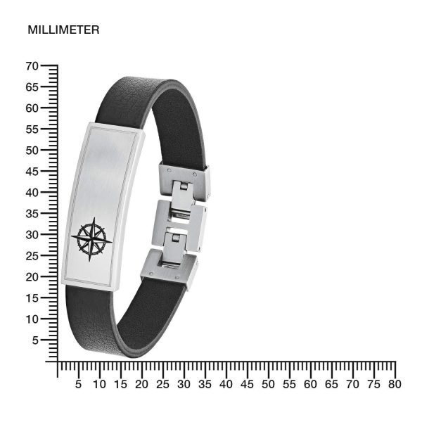 s.Oliver Leder ID-Armband für Herren mit Kompass Motiv
