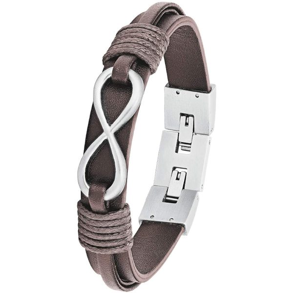 s.Oliver Herren-Armband aus Edelstahl und Leder braun