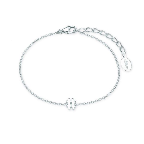 s.Oliver Damen Armband mit Hashtag Anhänger aus Silber