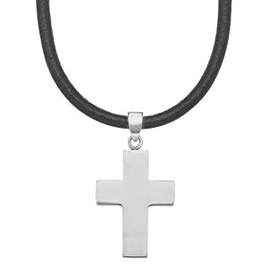 s.Oliver Kinder Kette aus Leder mit Kreuzanhänger