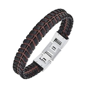 s.Oliver Herren Echtschmuck Lederarmband Edelstahl
