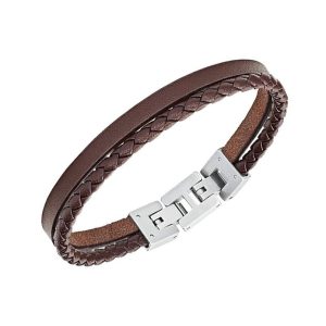 S.Oliver Herren-Armband Edelstahl, Leder