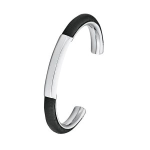 s.Oliver Damen Lederarmreif Edelstahl