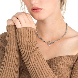 NOELANI Halskette Edelstahl Damen Halsschmuck, 42 cm, Silber, T-Bar