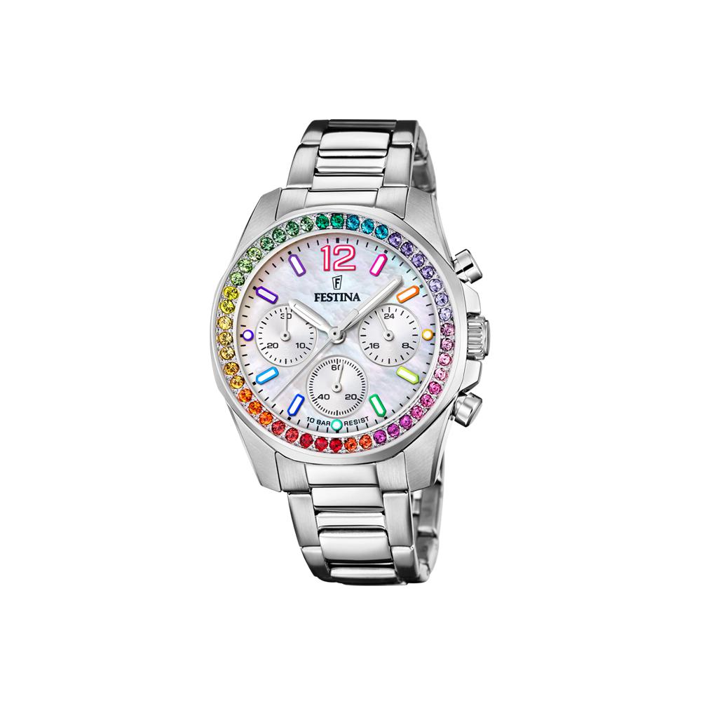 Festina Damen Analog Quarz Uhr mit Edelstahl Armband F20606/2