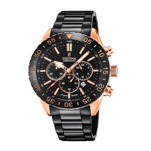 Festina Herren Analog Quarz Uhr mit Edelstahl Armband
