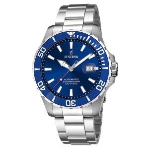 Festina Herren Analog Quarz Uhr mit Edelstahl Armband