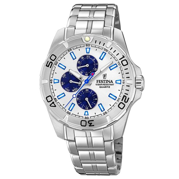 Festina Herren Multi Zifferblatt Quarz Uhr mit Edelstahl Armband