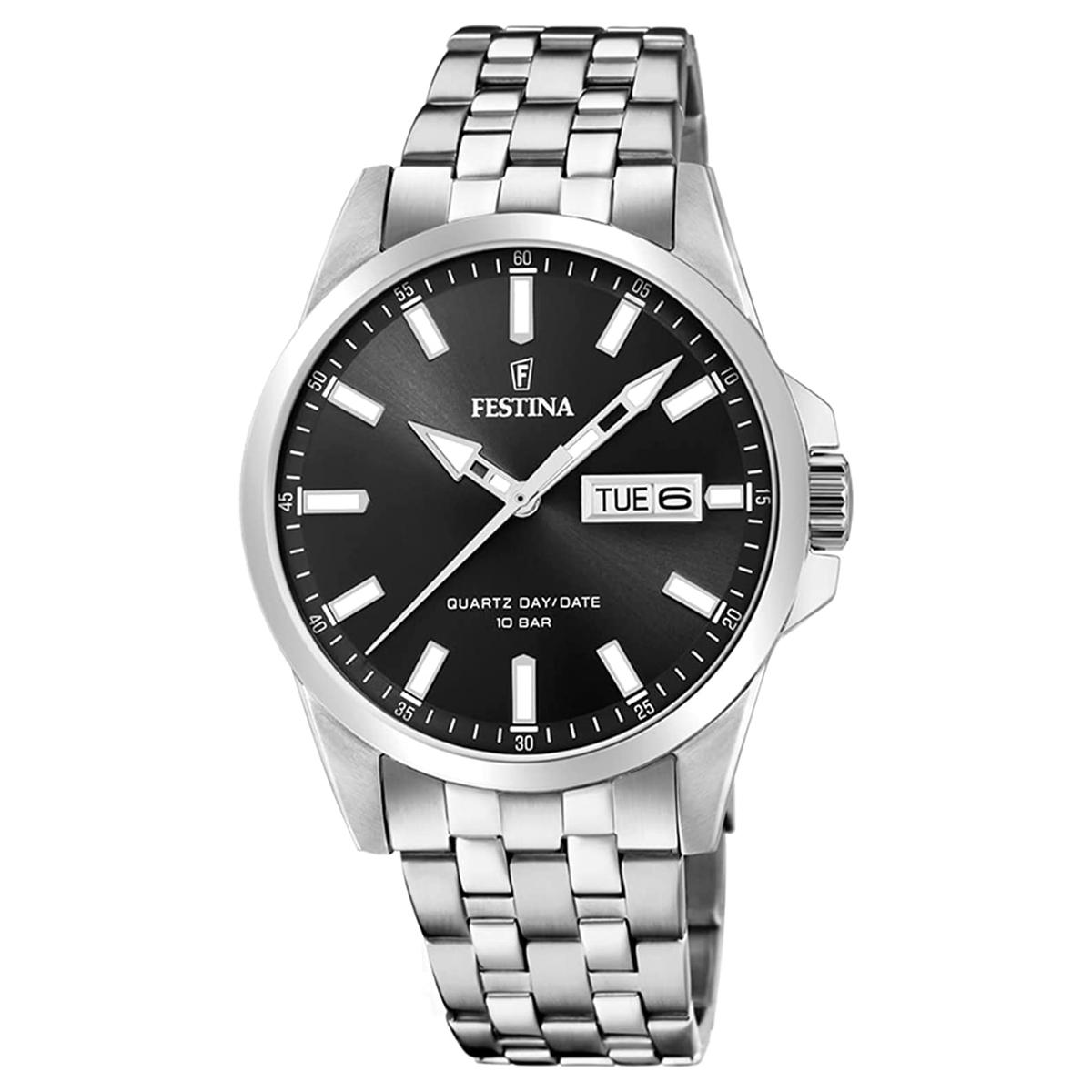 Festina Herren Analog Quarz Uhr mit Edelstahl Armband