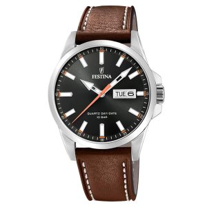 Festina Herren Analog Quarz Uhr mit Leder Armband
