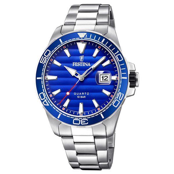 Festina Herren Analog Quarz Uhr mit Edelstahl Armband