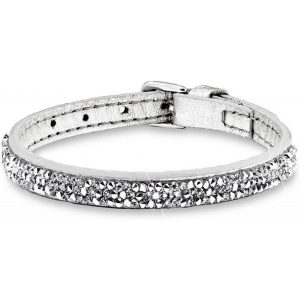 s.Oliver Damen-Armband Let's Celebrate Swarovski Rocks Edelstahl Leder Kristall silber