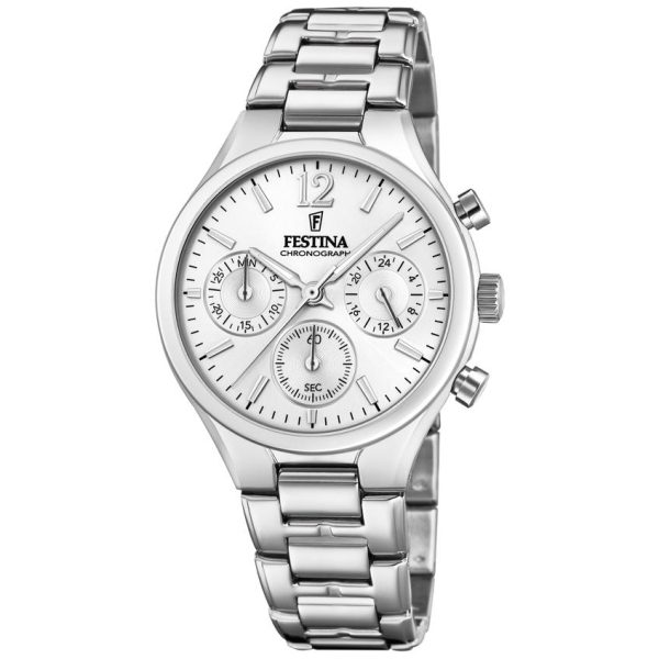 Festina Damen Chronograph Quarz Uhr mit Edelstahl Armband F20391/1